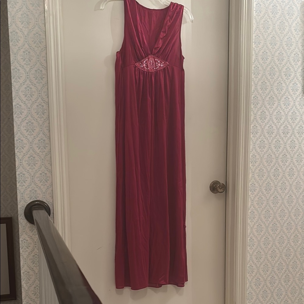 Red Embellished Sleeveless Scoop Neck Gown